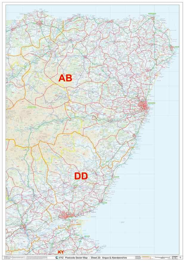 Ab Postcode Aberdeenshire Postcode Sector Map (S20) GIF or PDF Download – Map Logic