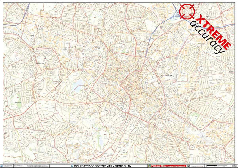 Birmingham City Centre Postcode Sector Laminated Map – Map Logic