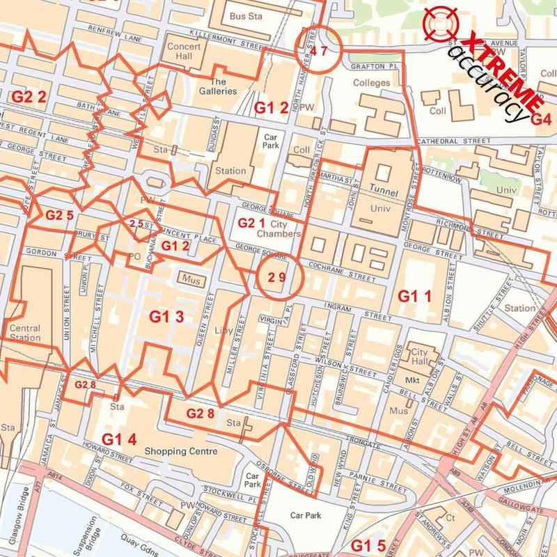 G14 Postcode Glasgow City Centre Postcode Sector Map (C5) – Map Logic