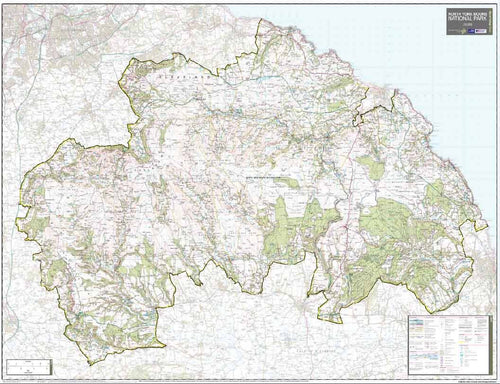 North Yorkshire Moors National Park Wall Map (129 x 99cm)
