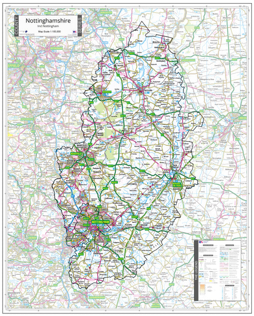 Map of Nottinghamshire County