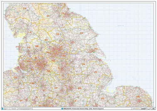 Northern England Postcode District Map - Full Sheet