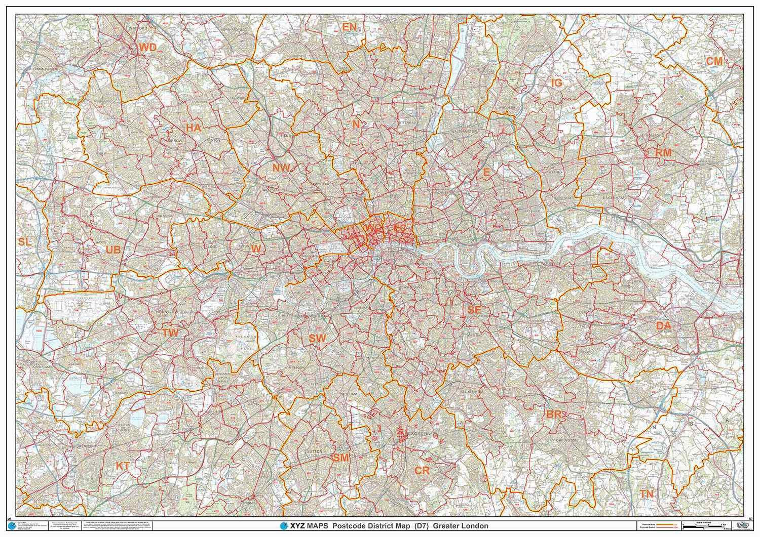 Postcode Gif London Postcode District Map GIF or PDF Download (D7) – Map Logic