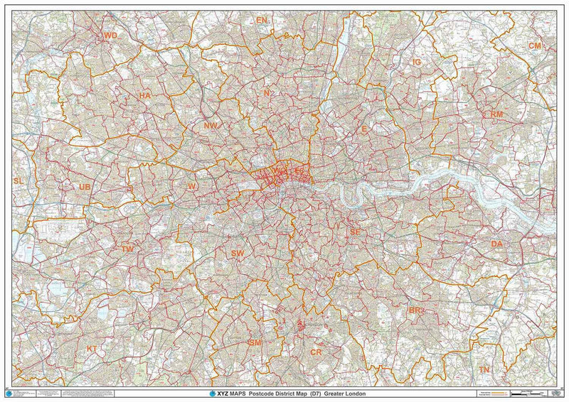 London Postcode District Map D7 - Full Sheet