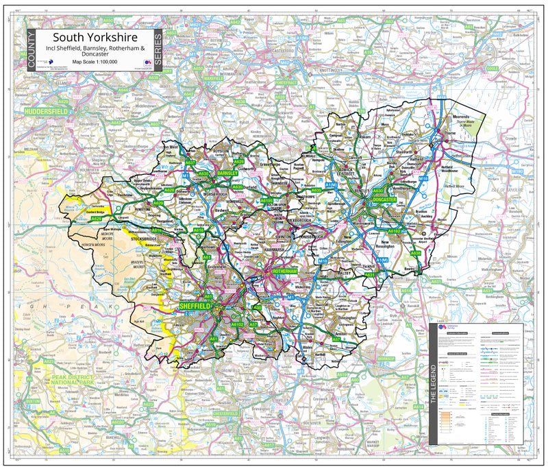 Map of South Yorkshire County