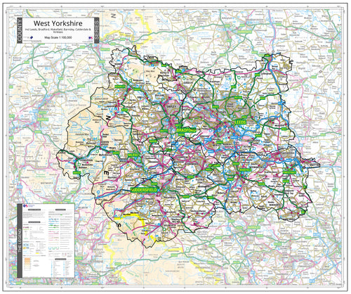 Map of West Yorkshire County