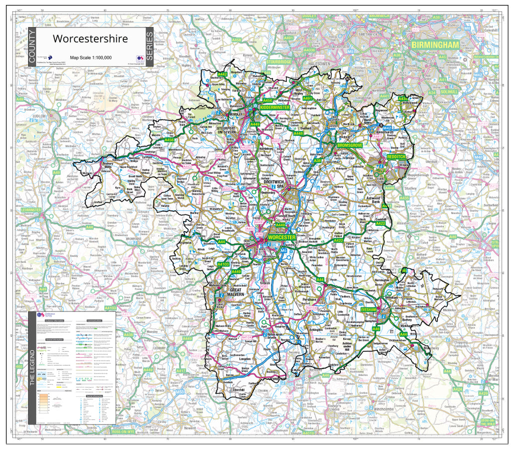 Worcestershire County Map (2021) – Map Logic