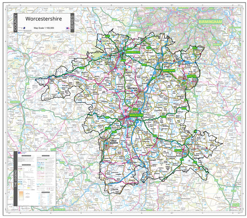 Map of Worcestershire County