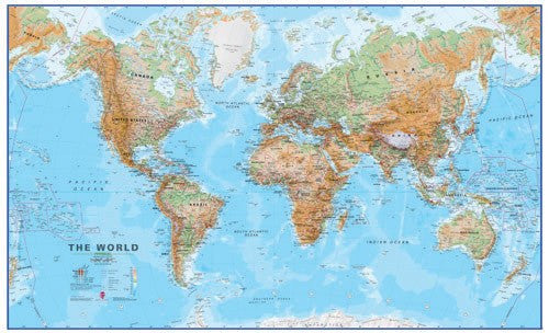 Huge World Wall Map (Physical)