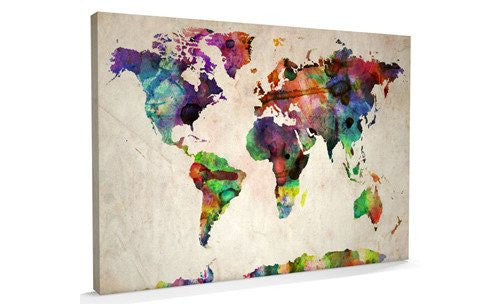 Urban Art World Map Canvas