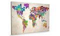 Text Art World Map Canvas