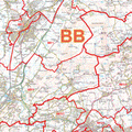 Large Laminated Postcode Wall Map for the BB Postcode Area