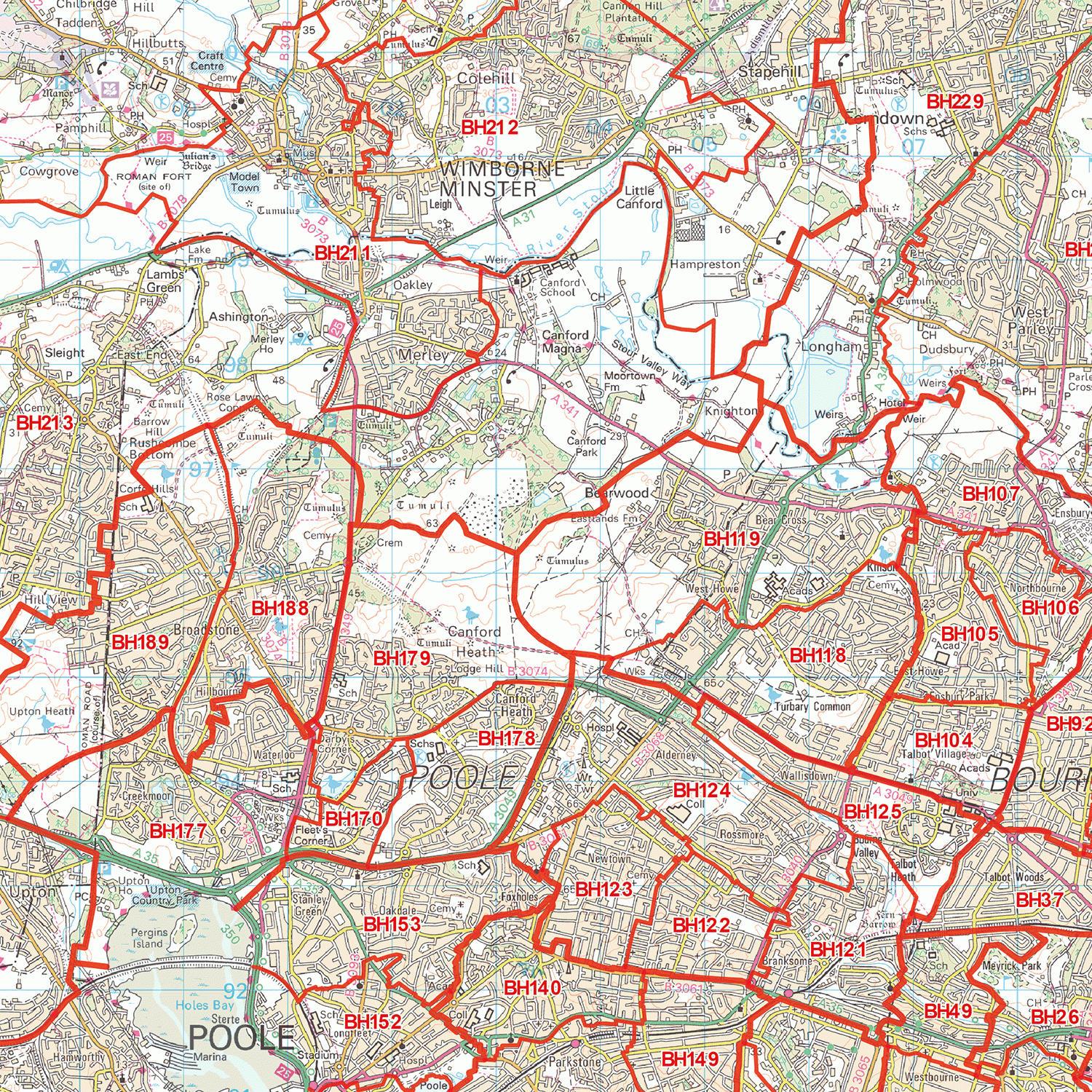 Bh Postcode Uk Bournemouth Postcode Map (BH) – Map Logic