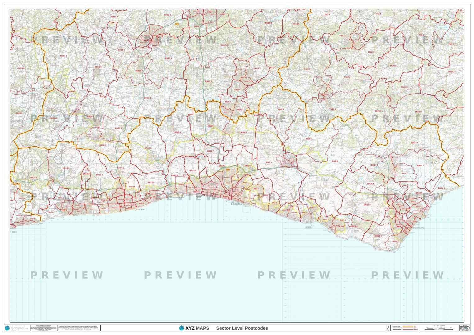 Bn15 Postcode Map BN Postcode Map for the Brighton Postcode Area GIF or PDF Download ...