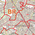 Large Laminated Postcode Wall Map for the BR Postcode Area