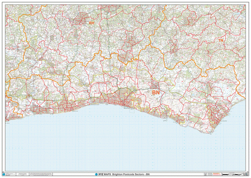 Large Laminated Brighton Postcode Wall Map