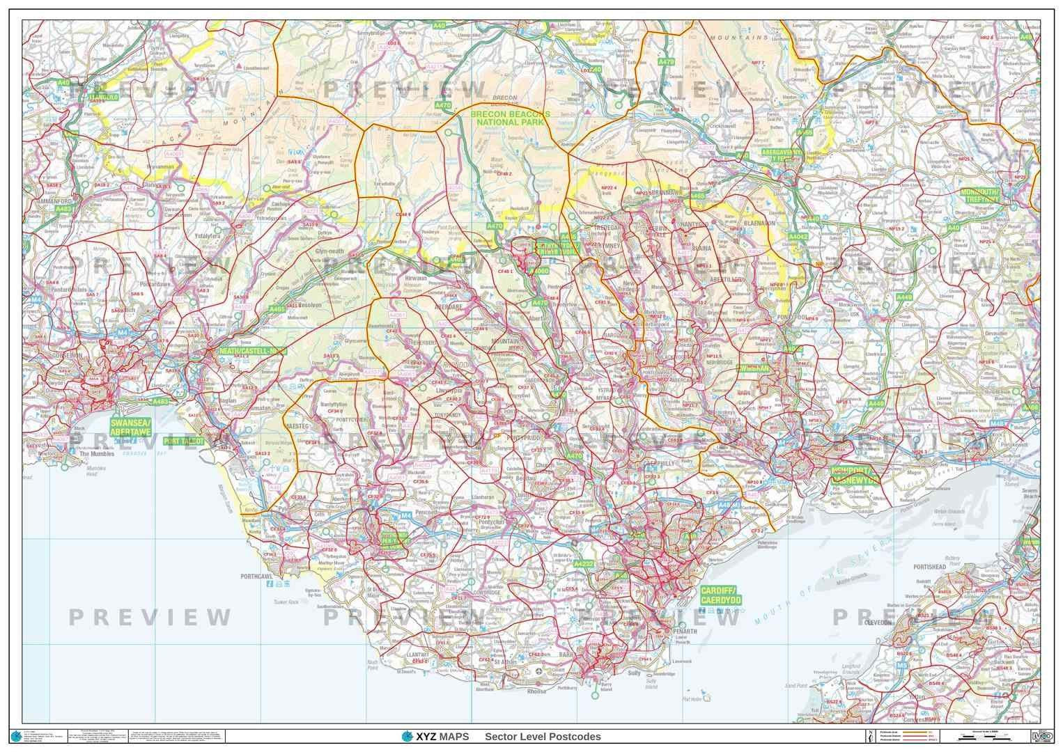 CF Postcode Map for the Cardiff Postcode Area GIF or PDF Download – Map ...