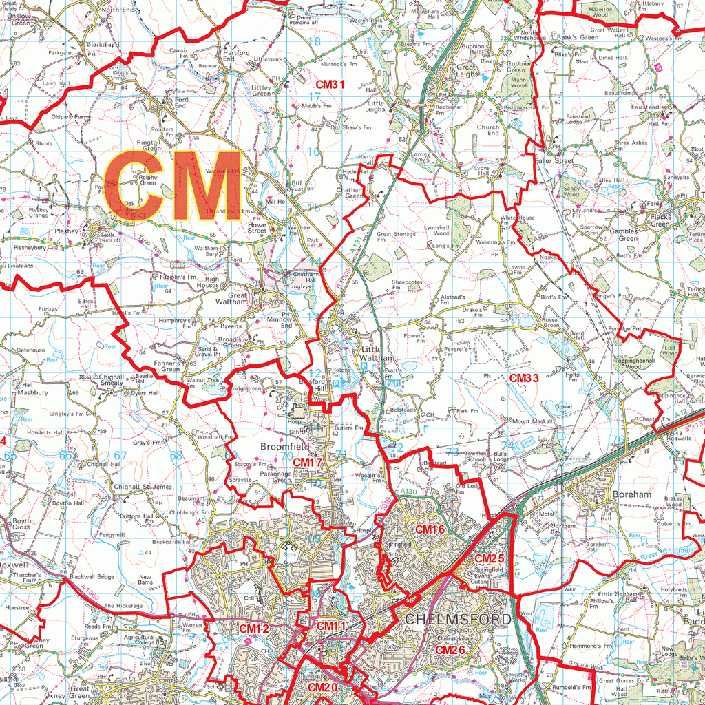 Cm31 Postcode Map Chelmsford Postcode Map (CM) – Map Logic