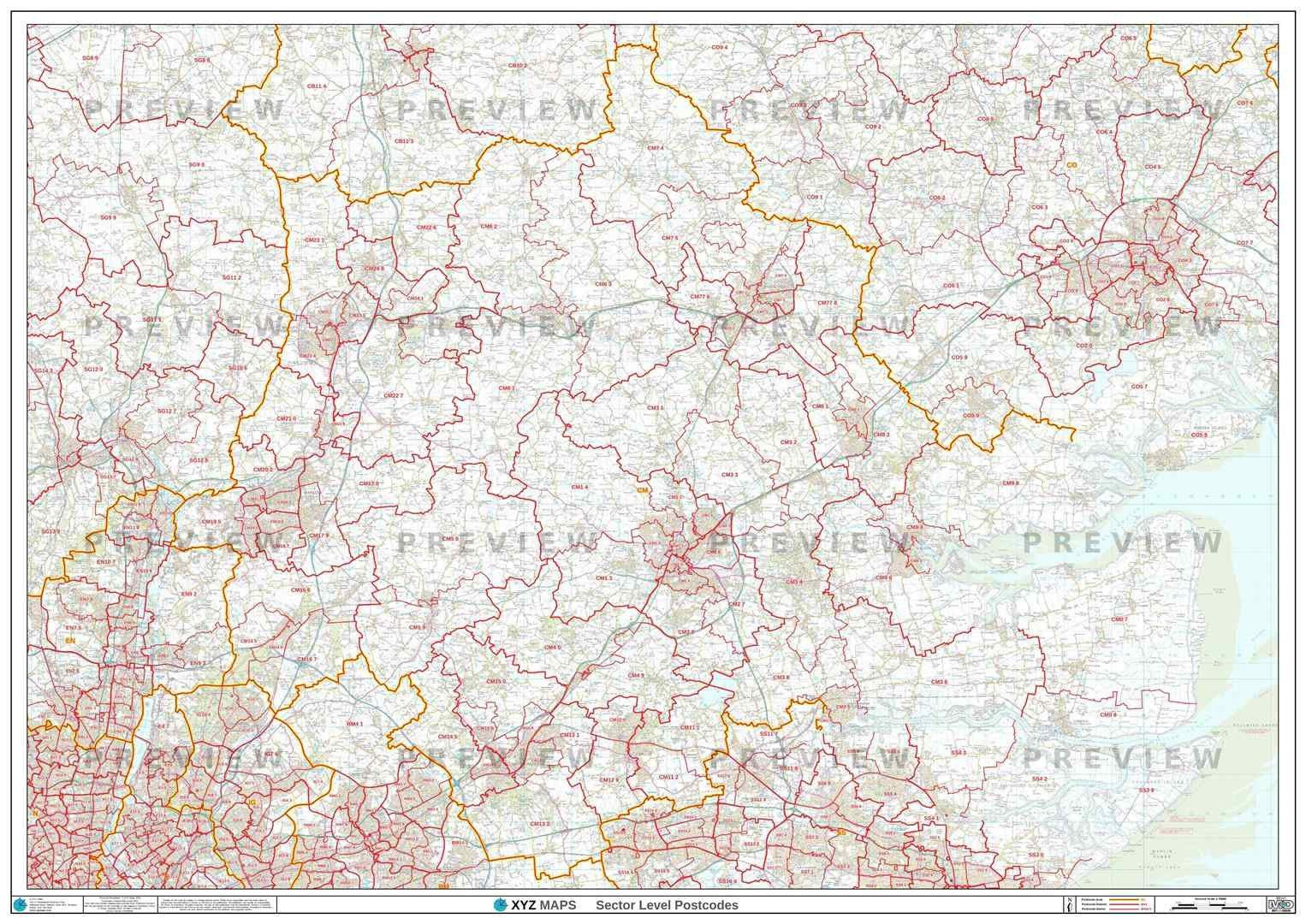CM Postcode Map for the Chelmsford Postcode Area GIF or PDF Download ...