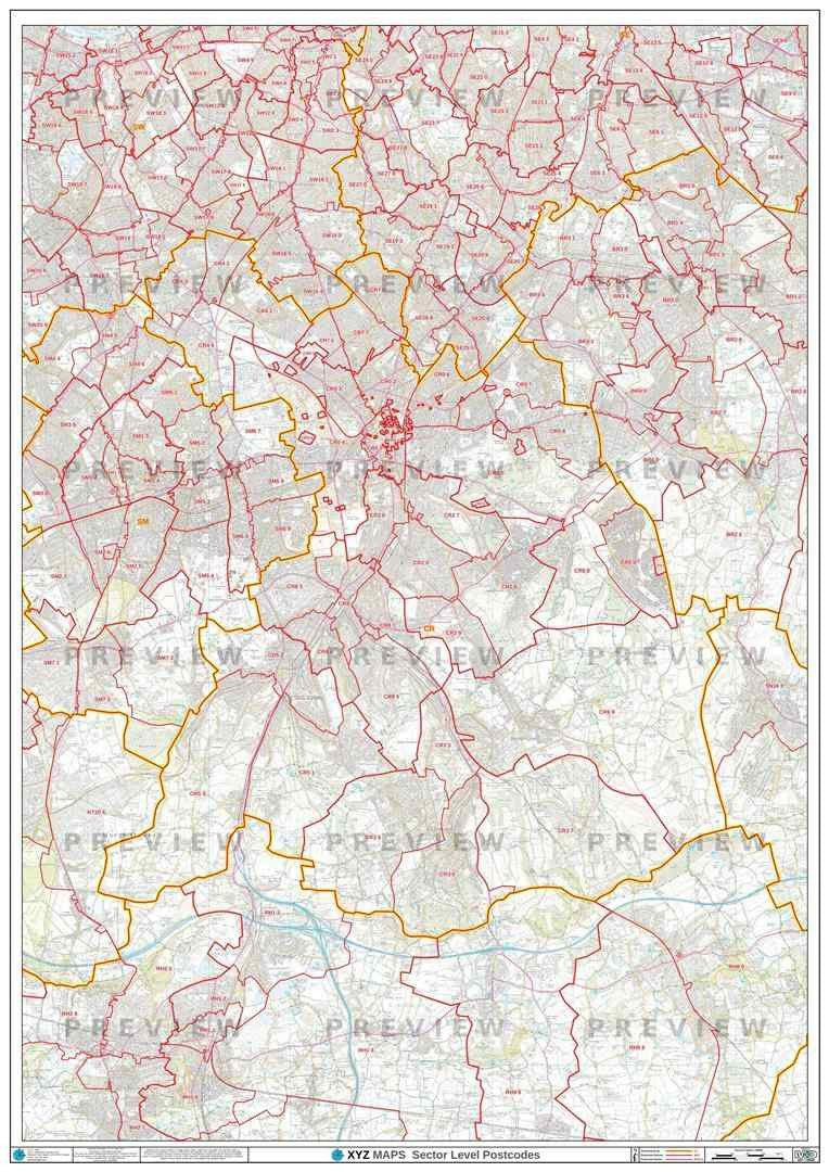 CR Postcode Map for the Croydon Postcode Area GIF or PDF Download – Map ...