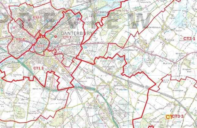 Ct10 Postcode Area Canterbury Postcode Map (CT) – Map Logic