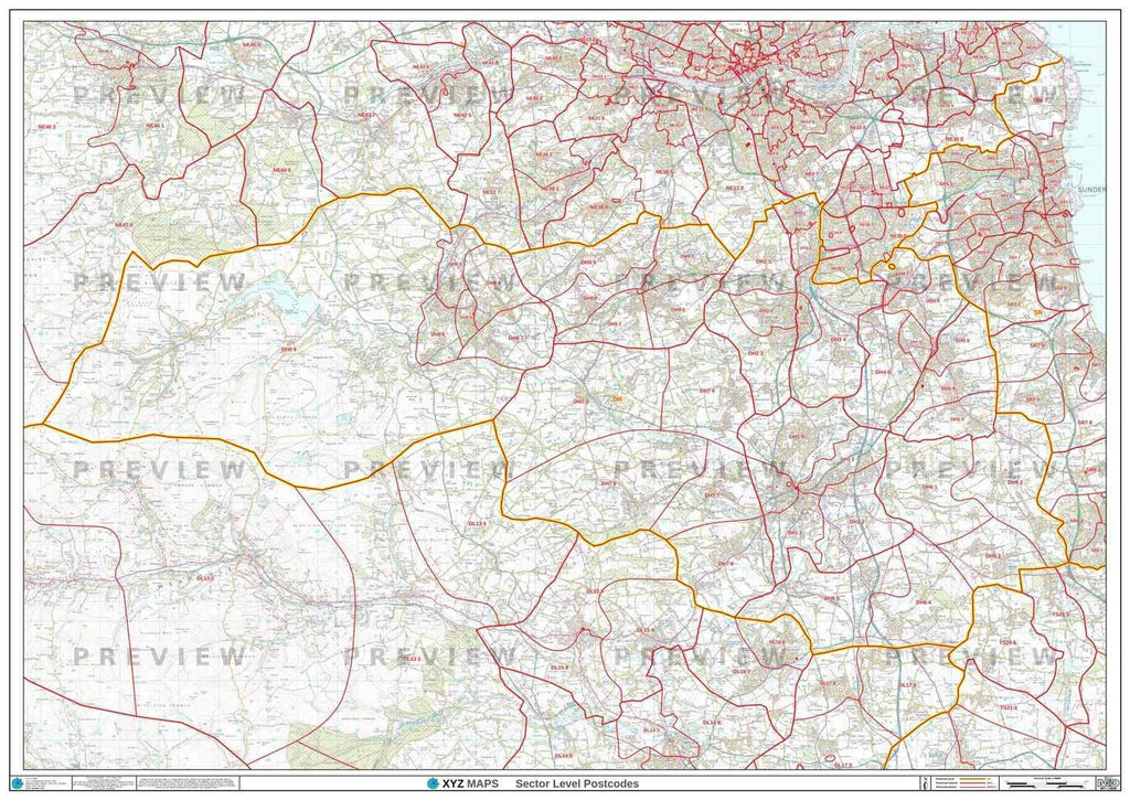 DH Postcode Map for the Durham Postcode Area GIF or PDF Download – Map ...