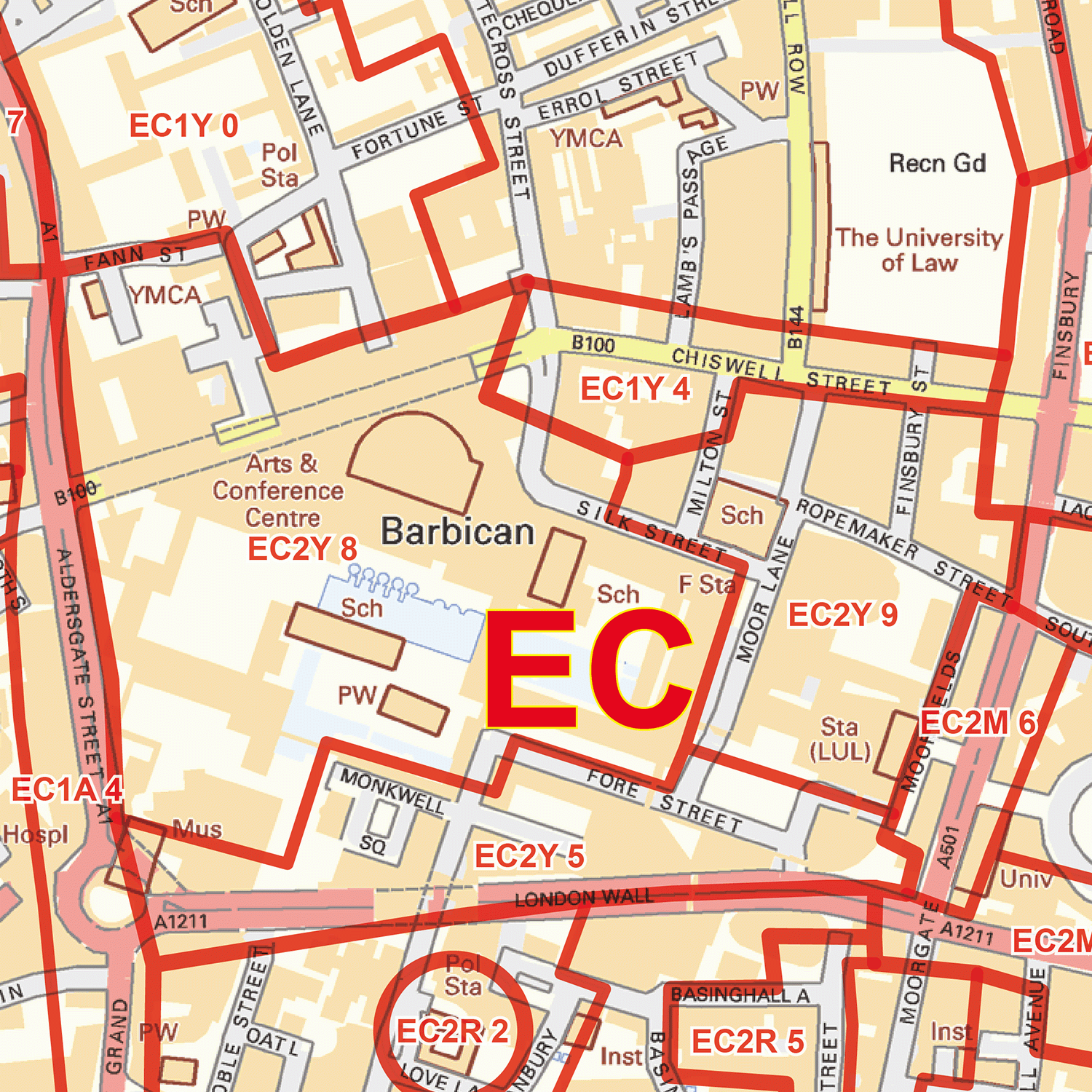 EC Postcode Area Map – Map Logic