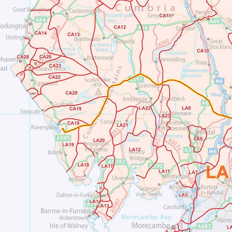 England & Wales Postcode District Map (D9) – Map Logic