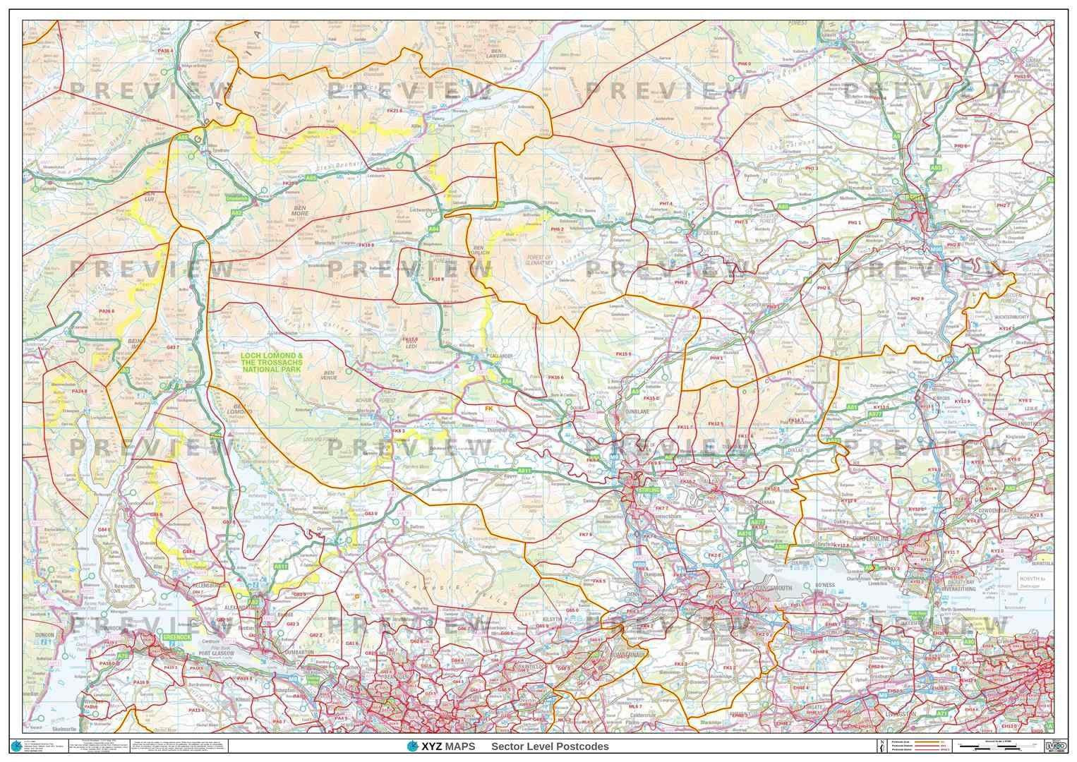 FK Postcode Map for the Falkirk Postcode Area GIF or PDF Download – Map ...