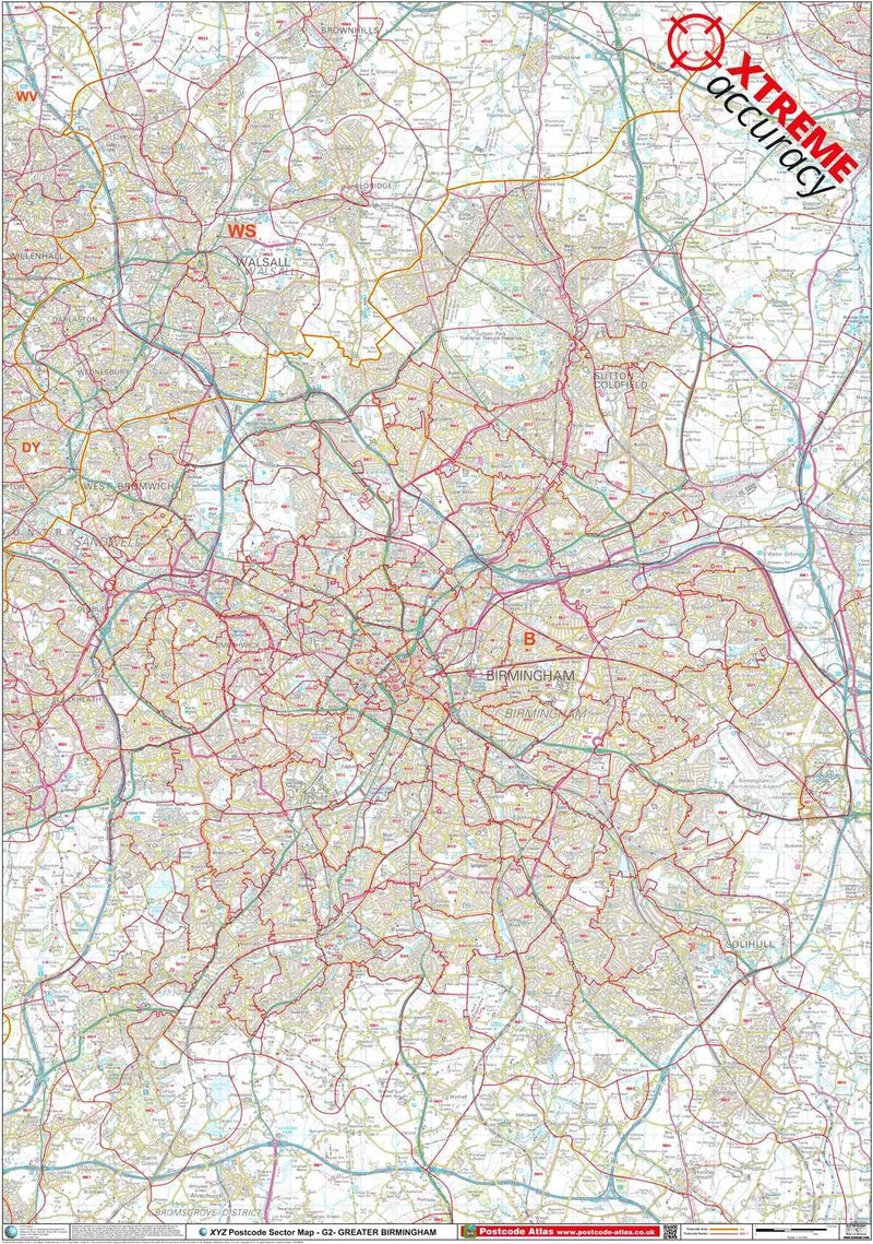 Greater Birmingham Postcode Map PDF or GIF Download