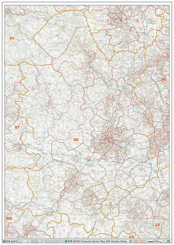 Greater Derby (DE) Area Postcode Sector Map (G9) GIF or PDF Download ...
