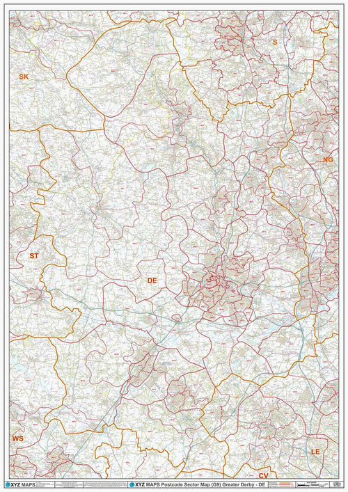 Greater Derby (DE) Area Postcode Sector Map (G9) PDF or GIF Download
