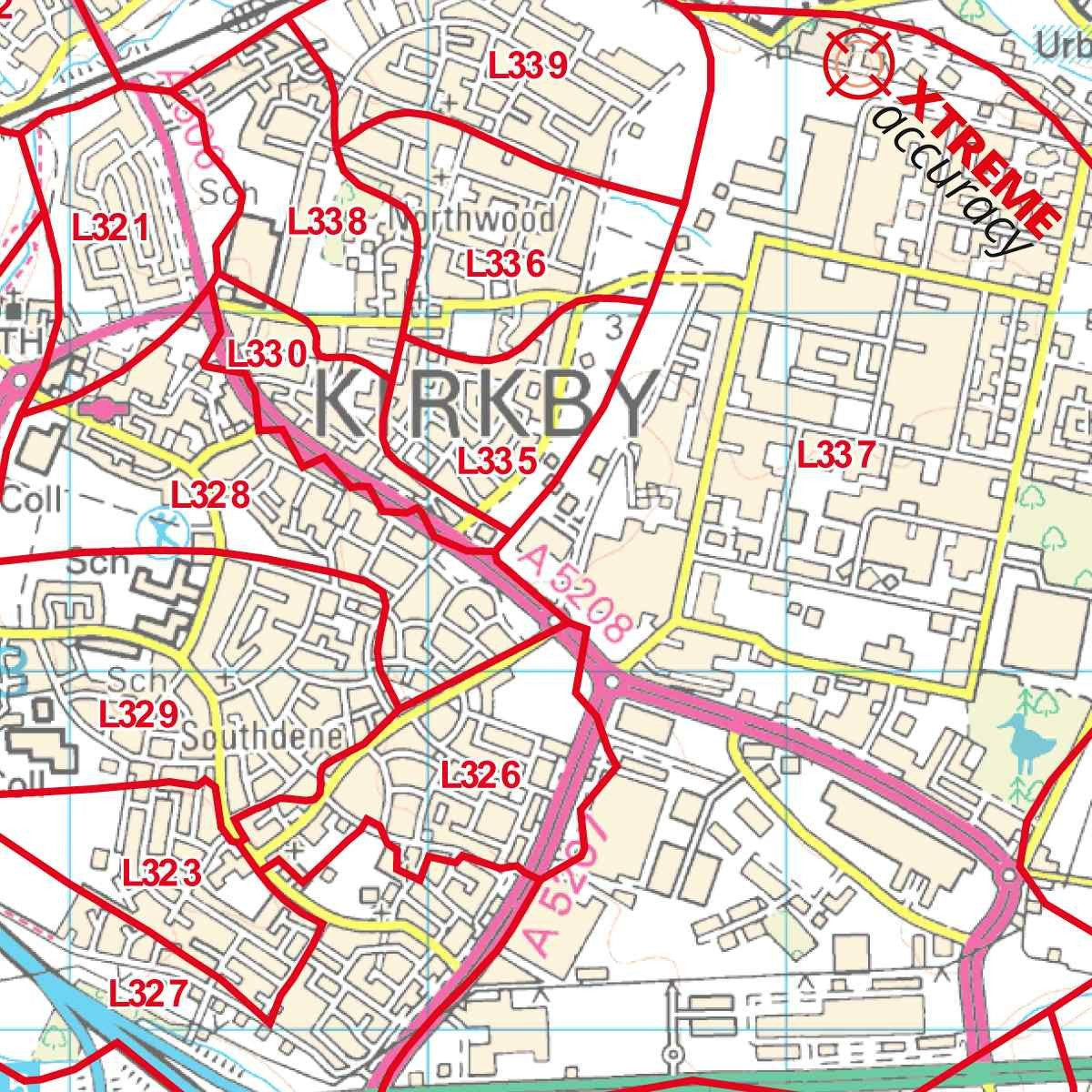 Greater Liverpool Area Laminated Postcode Sector Map – Map Logic