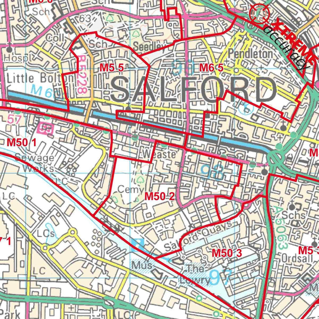 Manchester Postcode Area Map.pdf GreatePostcode r Manchester Area Laminated Postcode Sector Map – Map Logic