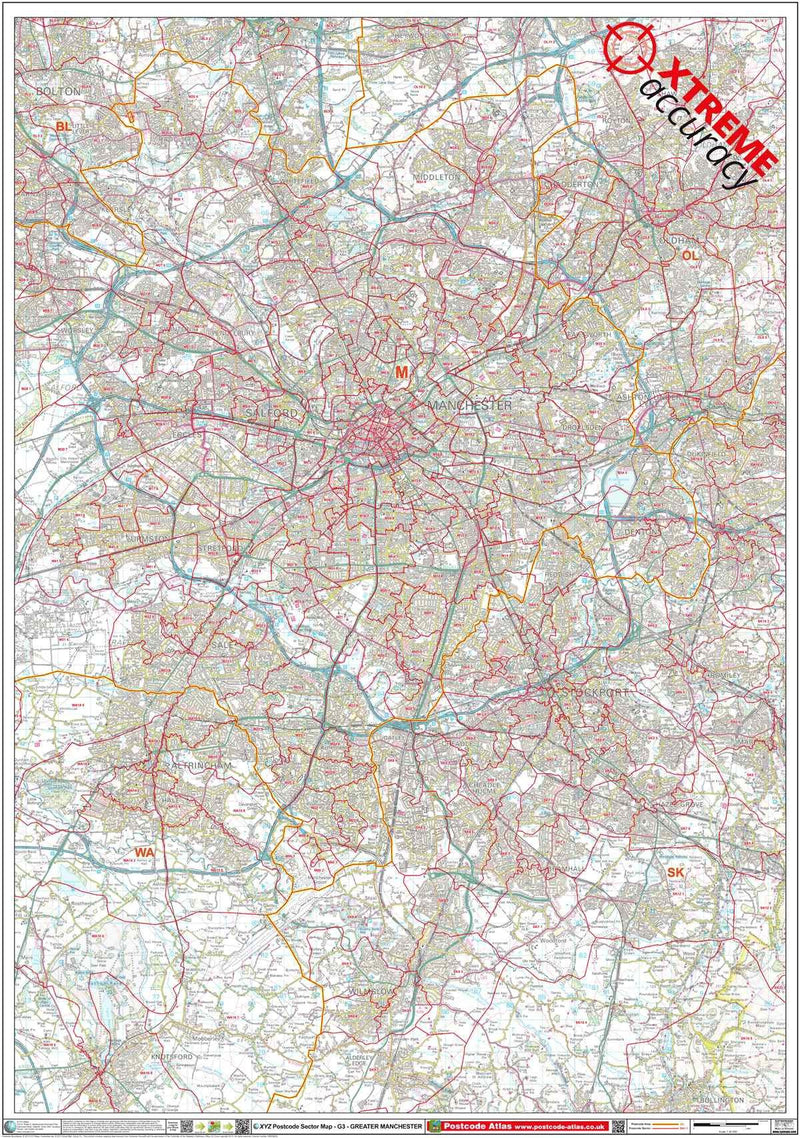 Manchester Area Postcode Map Sheet