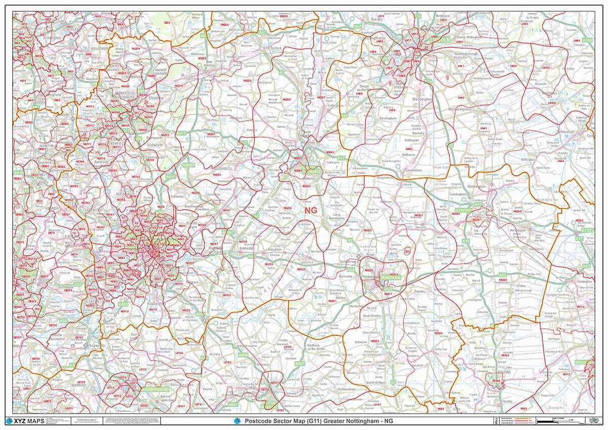 Greater Nottingham (NG) Area Postcode Sector Map (G11) GIF or PDF Down ...