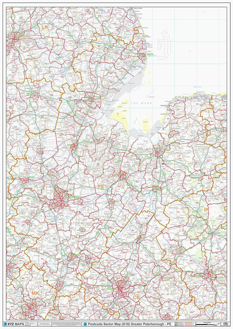 Greater Peterborough (PE) Area Postcode Sector Map (G10) PDF or GIF Download