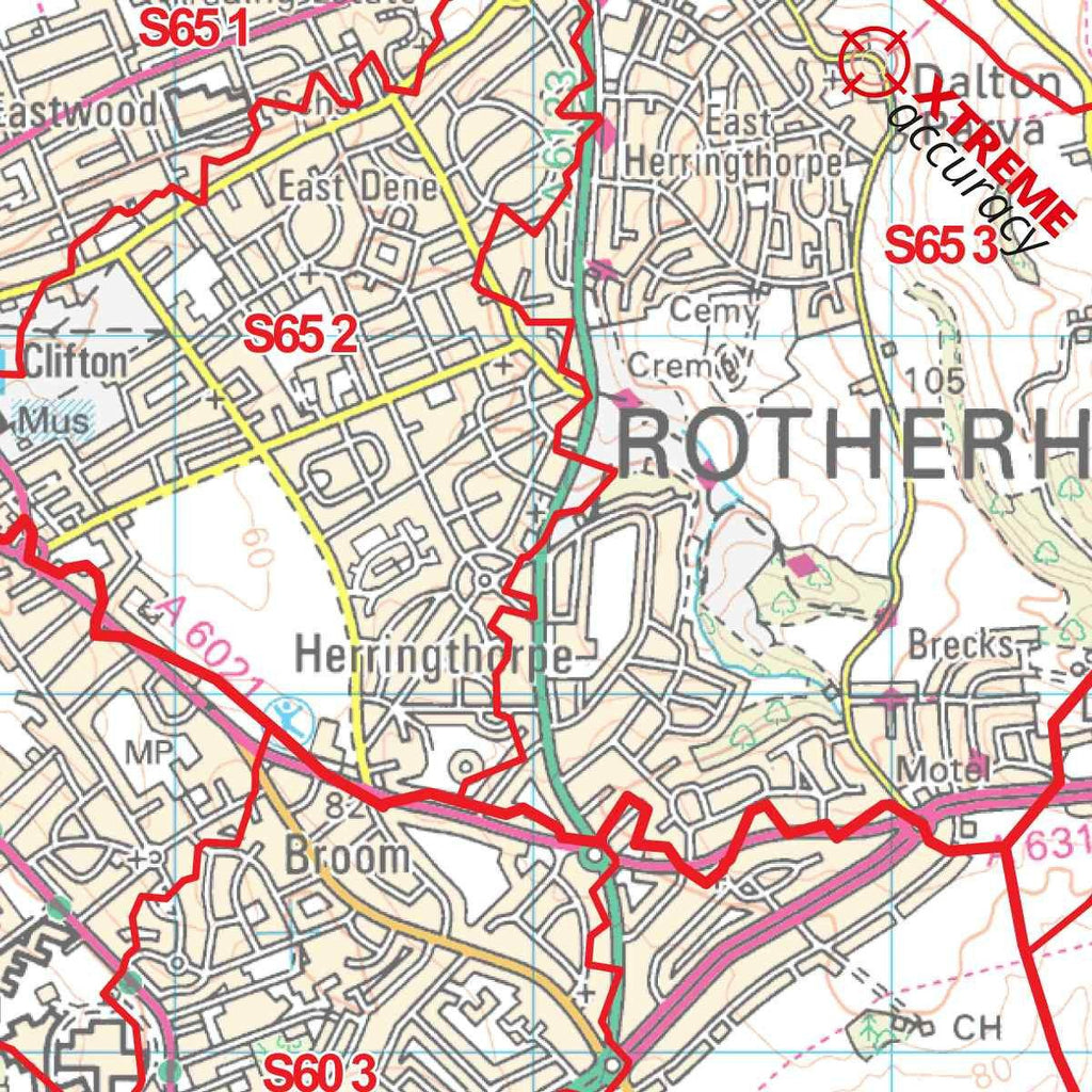 Greater Sheffield Area Laminated Postcode Sector Map – Map Logic
