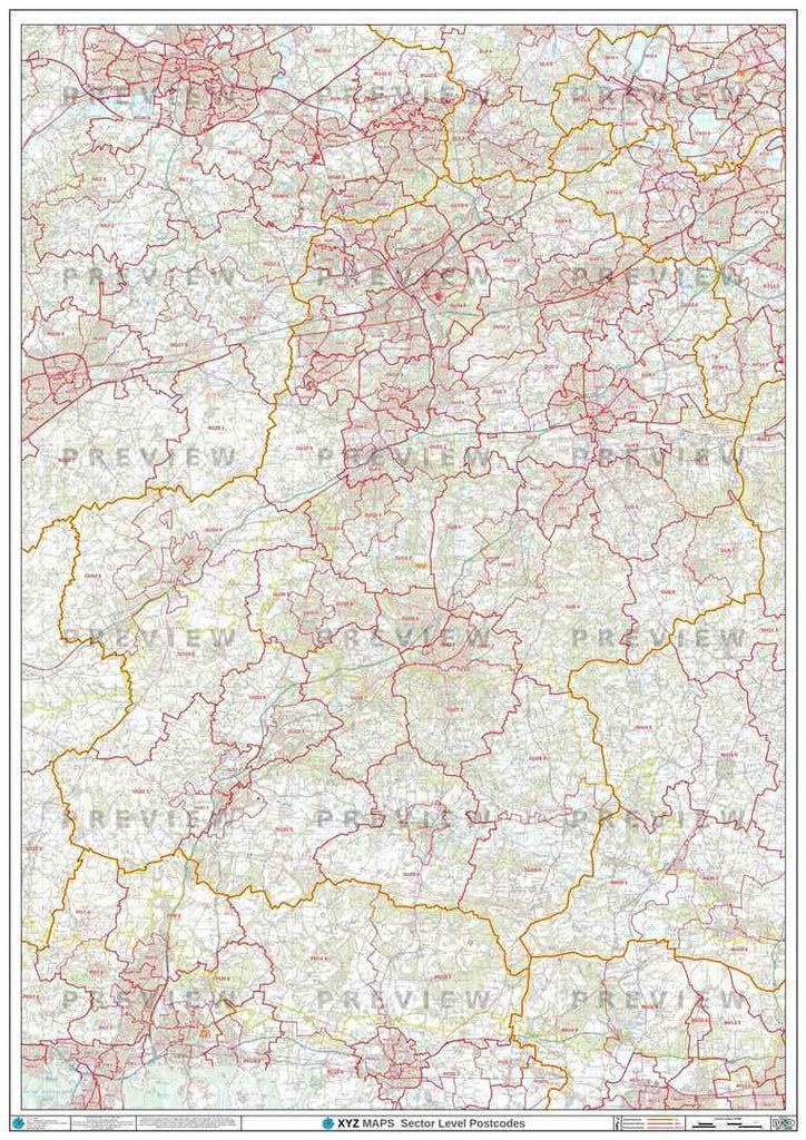 GU Postcode Map for the Guildford Postcode Area GIF or PDF Download ...