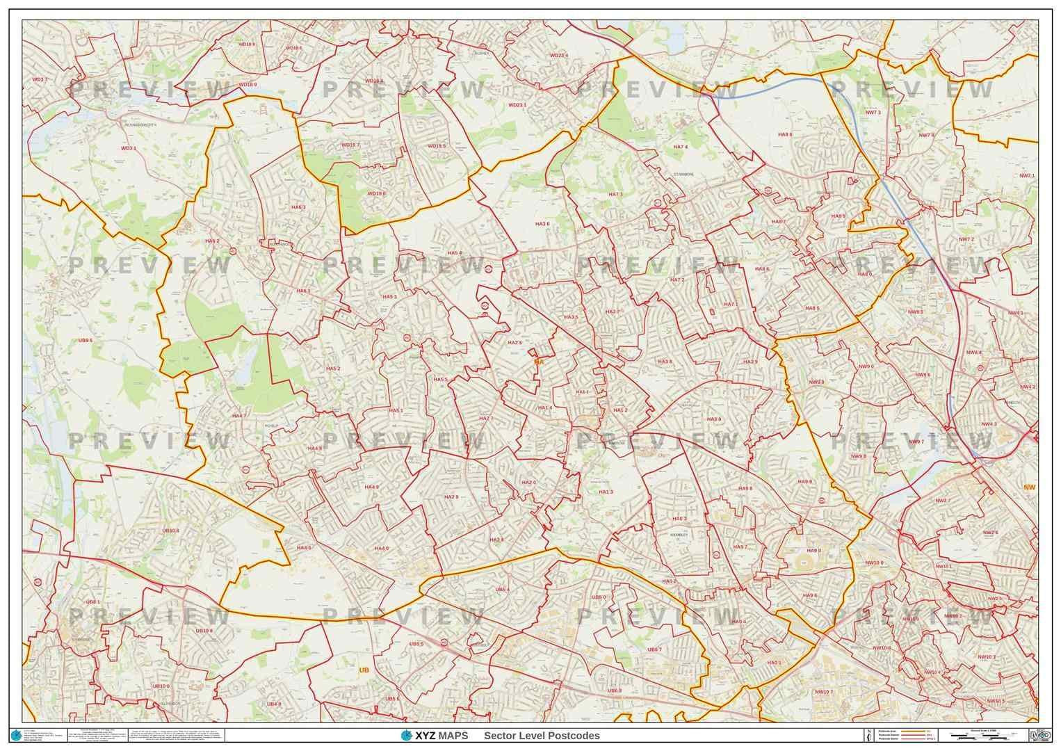 Ha5 Postcode HA Postcode Map for the Harrow Postcode Area GIF or PDF Download – Map ...