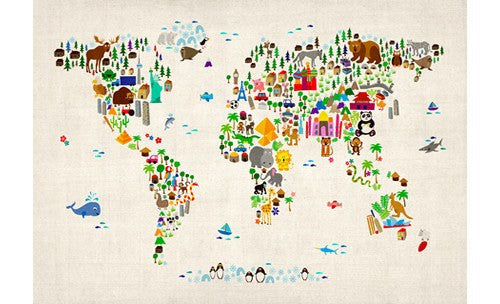 Kids Animal Map of the World