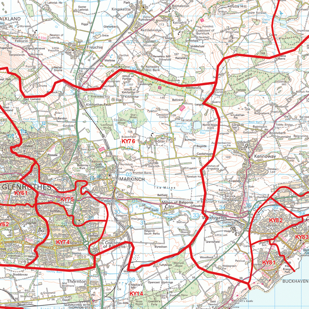 Kirkcaldy Postcode Map (KY) – Map Logic
