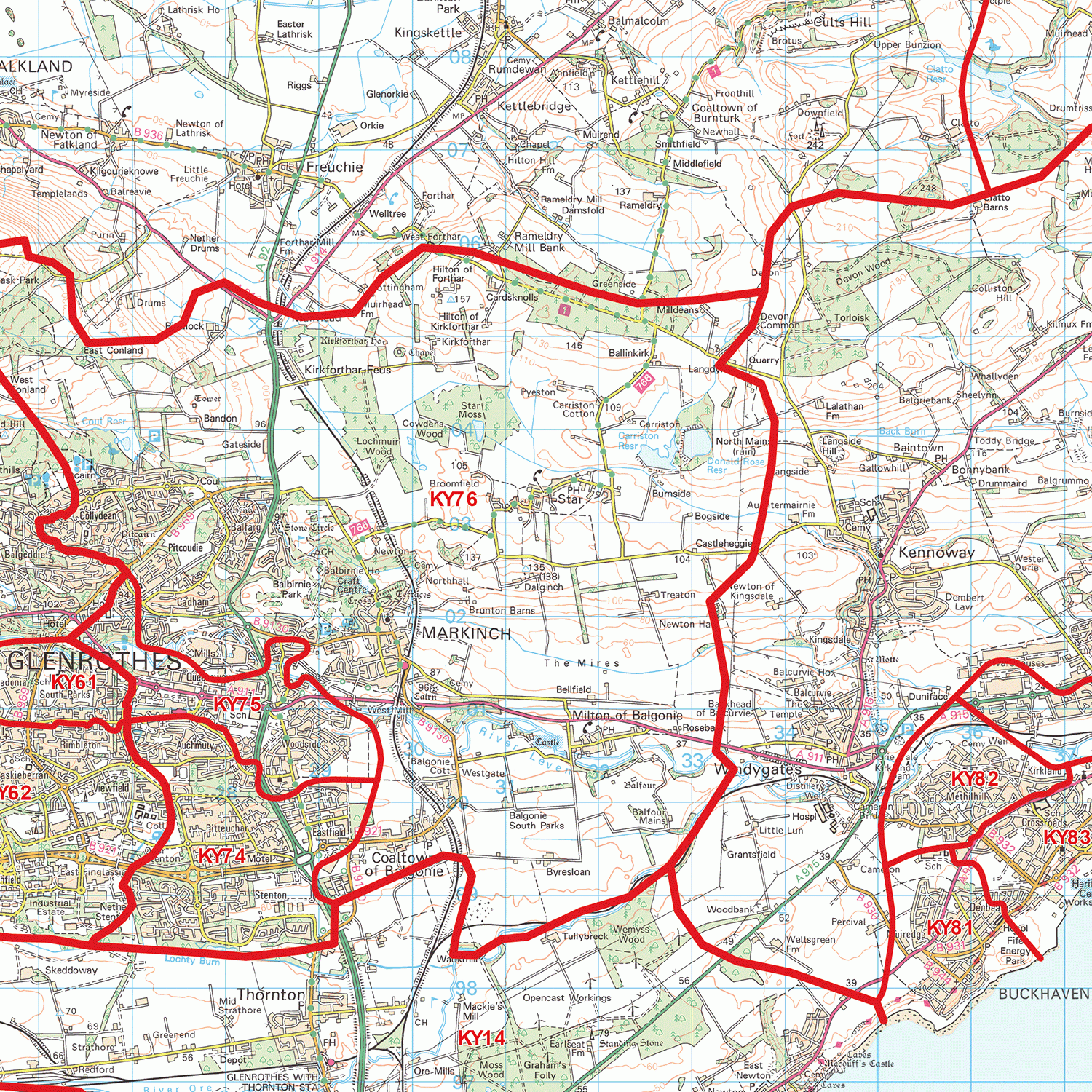 Ky Postcode Kirkcaldy Postcode Map (KY) – Map Logic