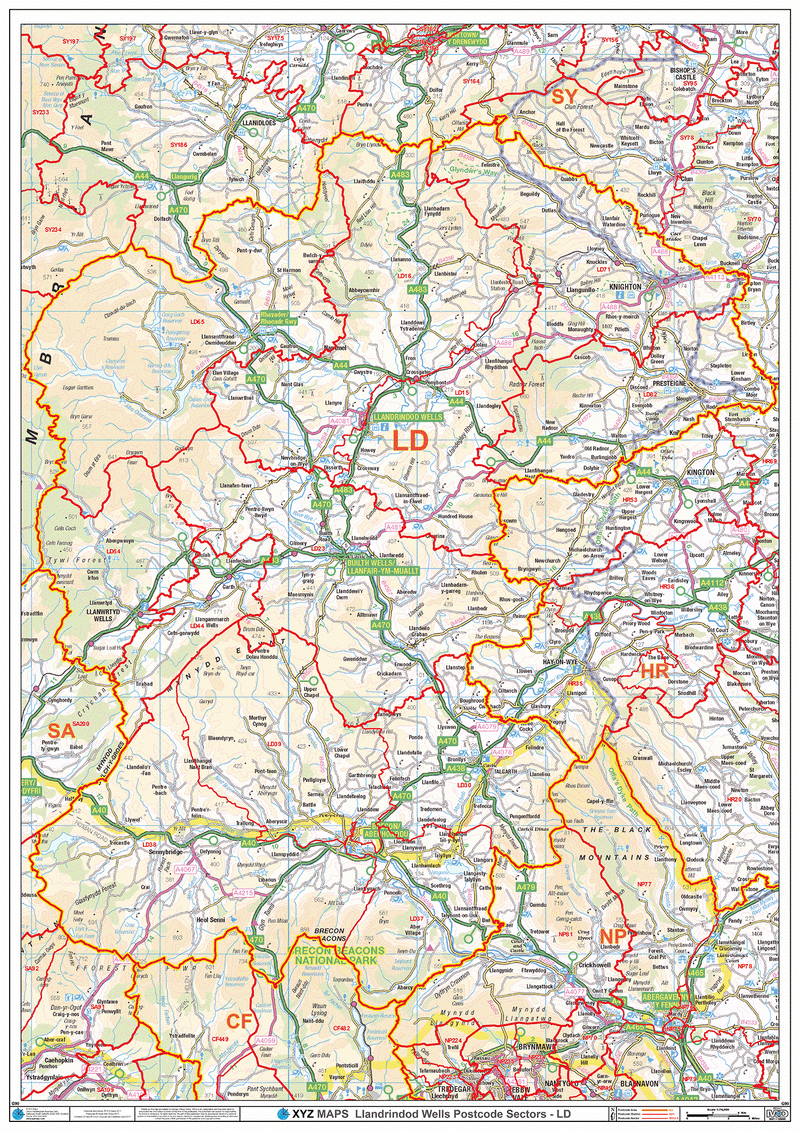 Llandrindod Wells Postcode Map