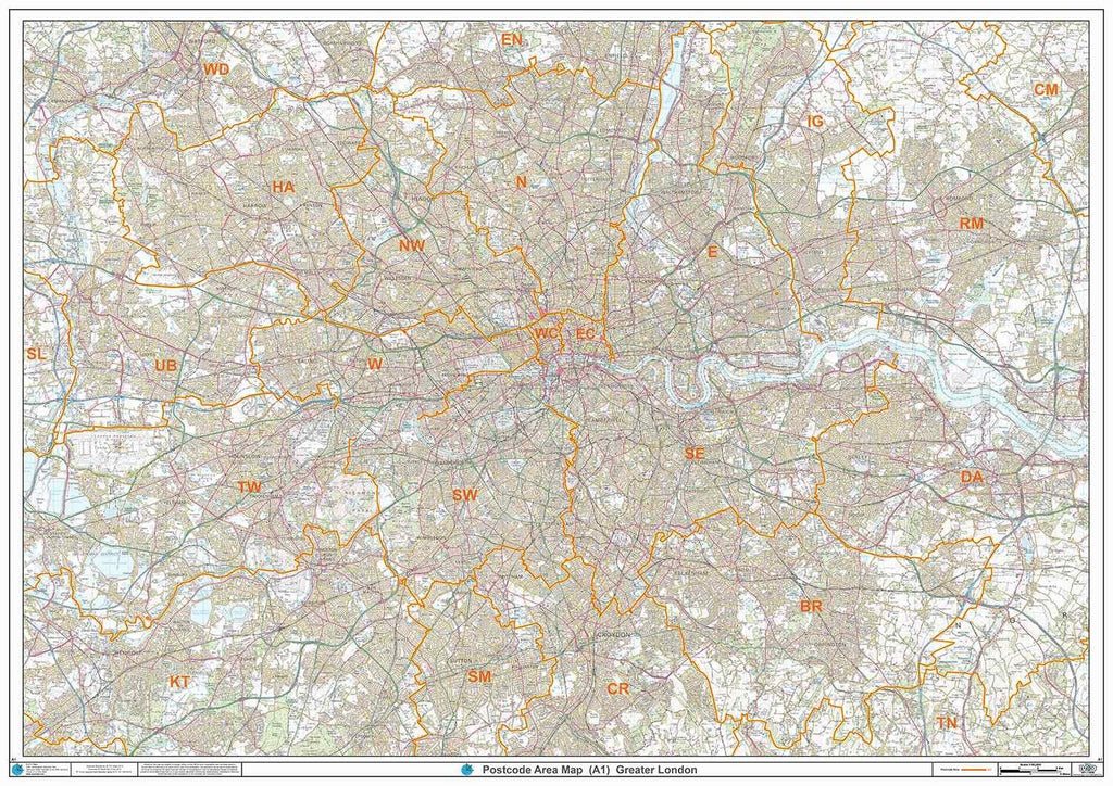 London Postcode Area Map (A1) – Map Logic
