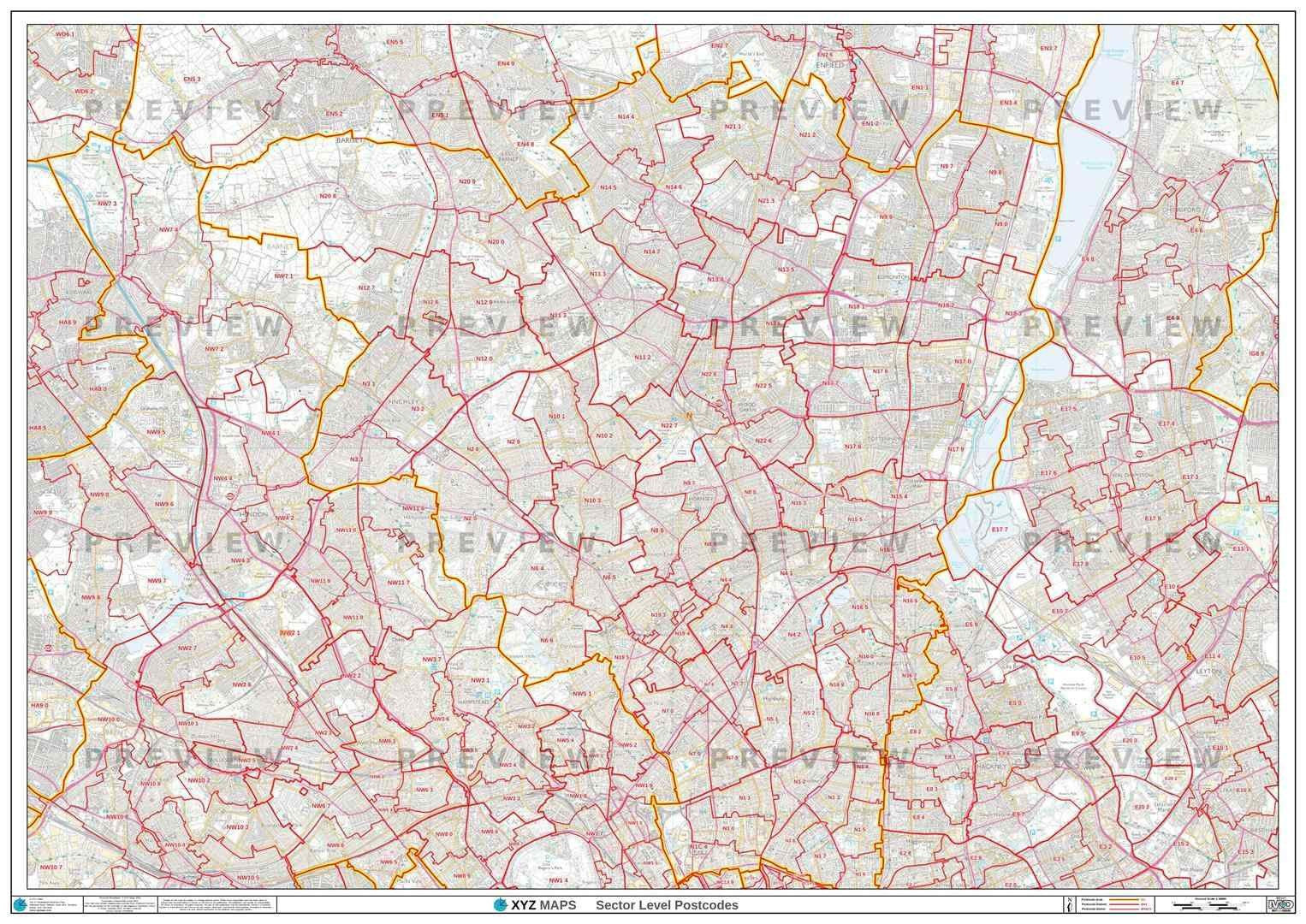London Postcode Map for the N Postcode Area GIF or PDF Download – Map Logic