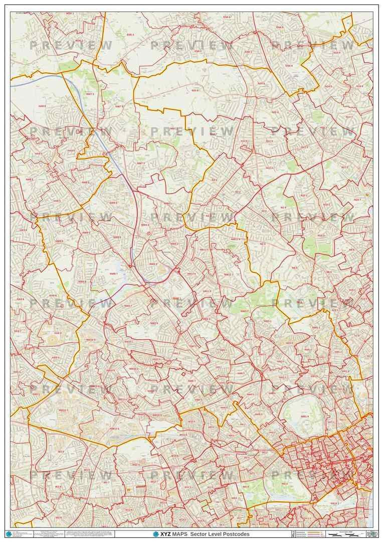 London Postcode Map for the NW Postcode Area GIF or PDF Download – Map ...