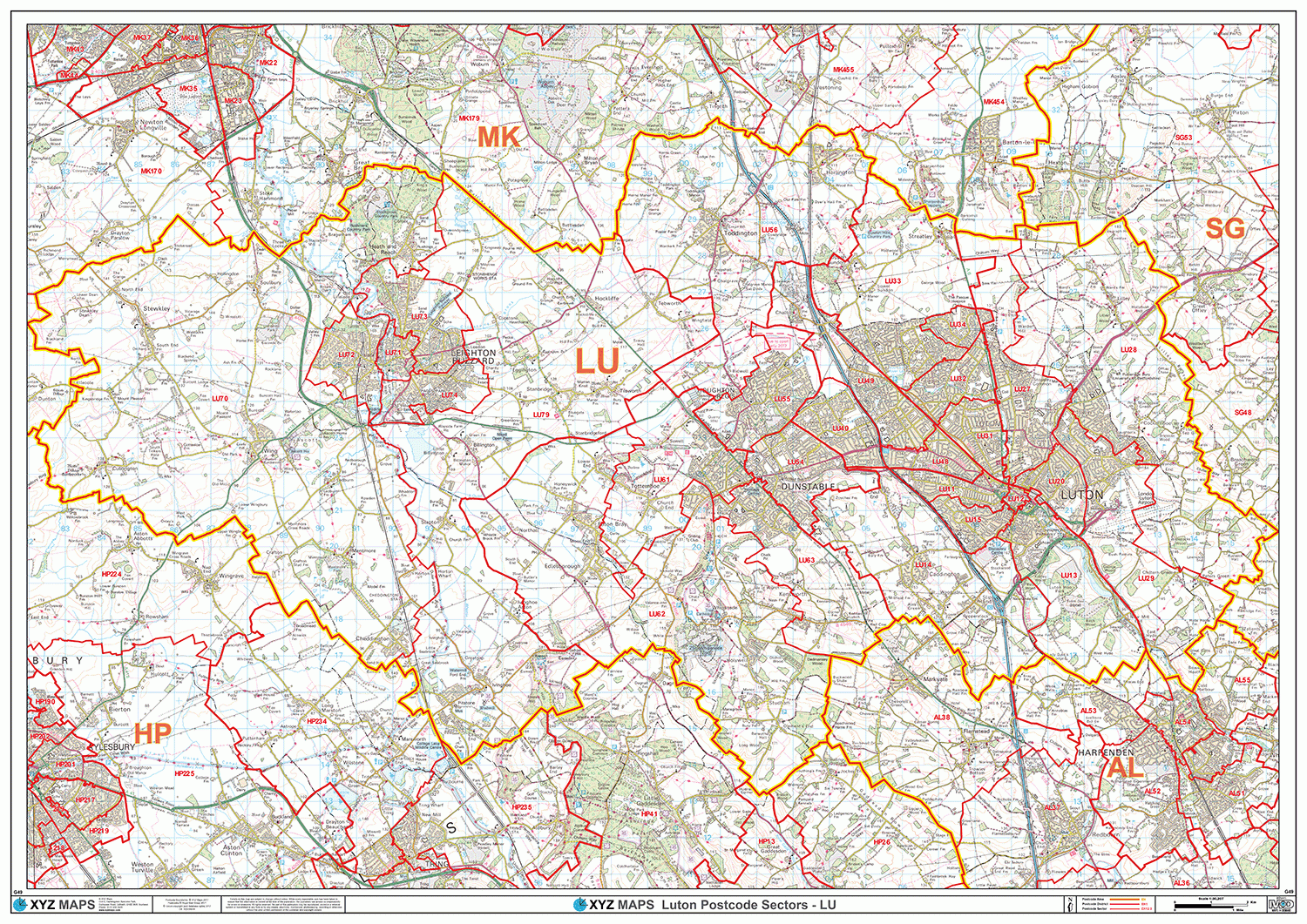 Luton Postcode Map (LU) – Map Logic
