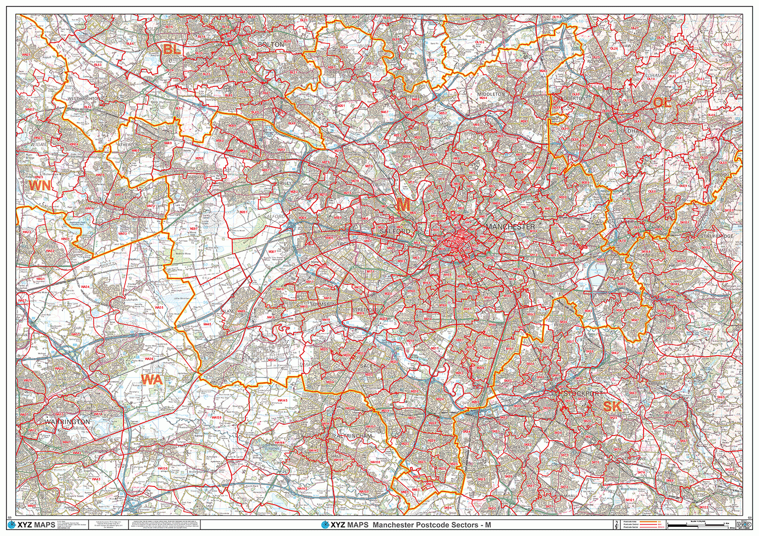 Manchester Postcode Map - M Postcode Map - Map Logic