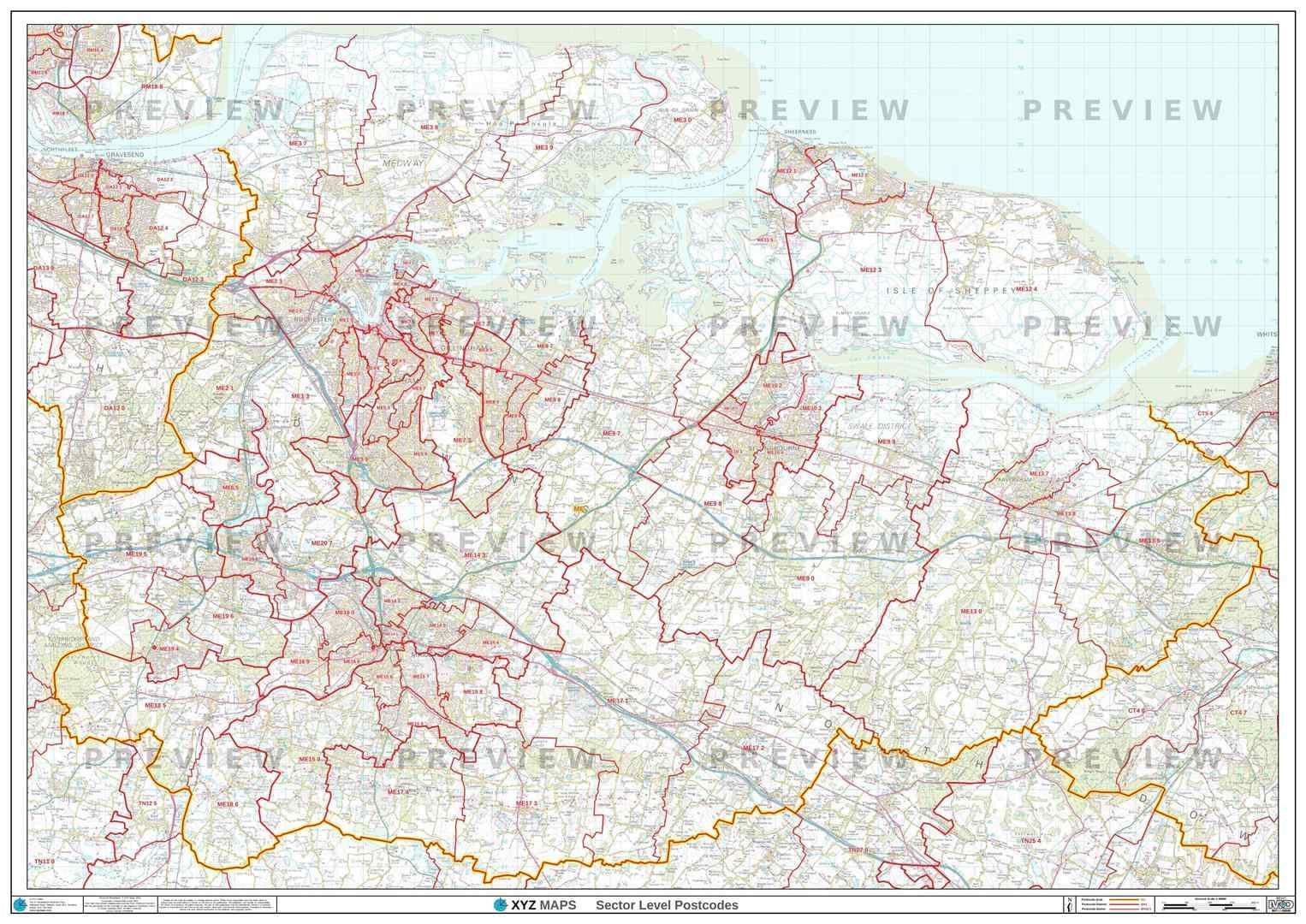 ME Postcode Map for the Medway Postcode Area GIF or PDF Download – Map ...
